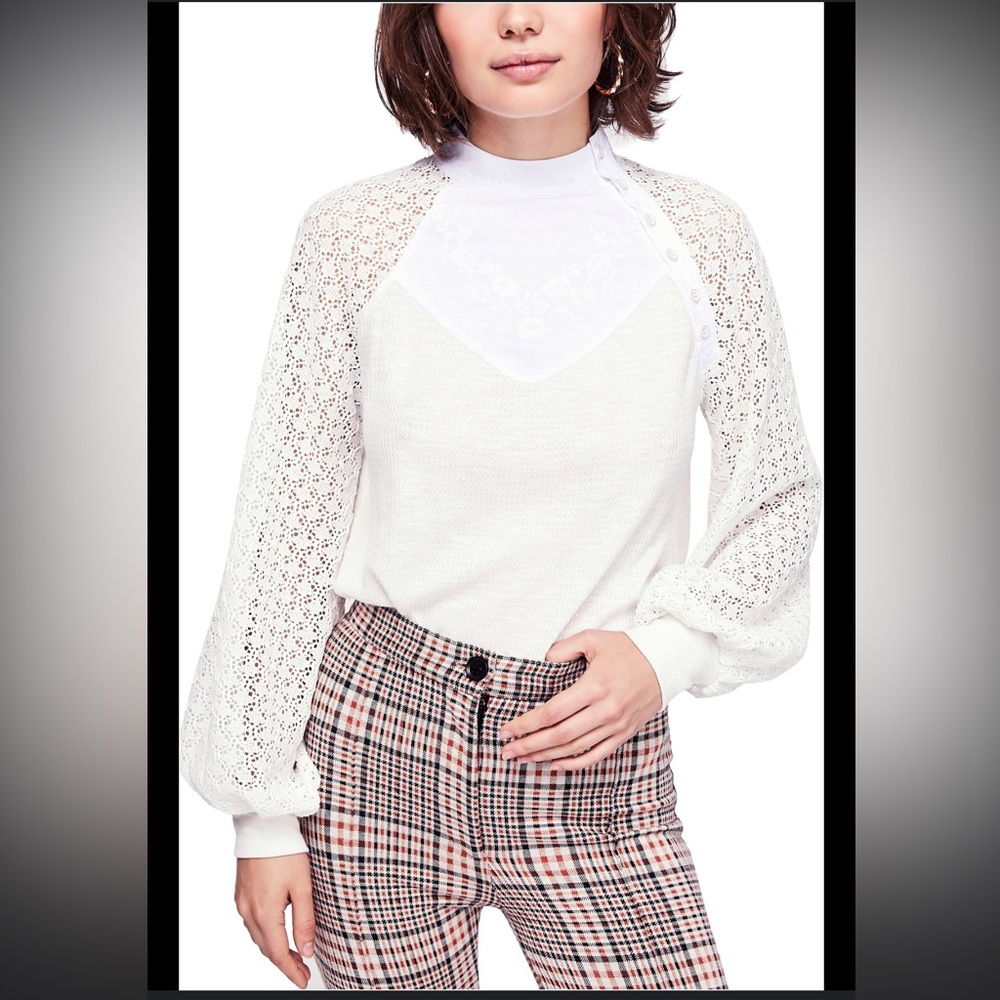 Free People White Lace Women's Top Size Medium